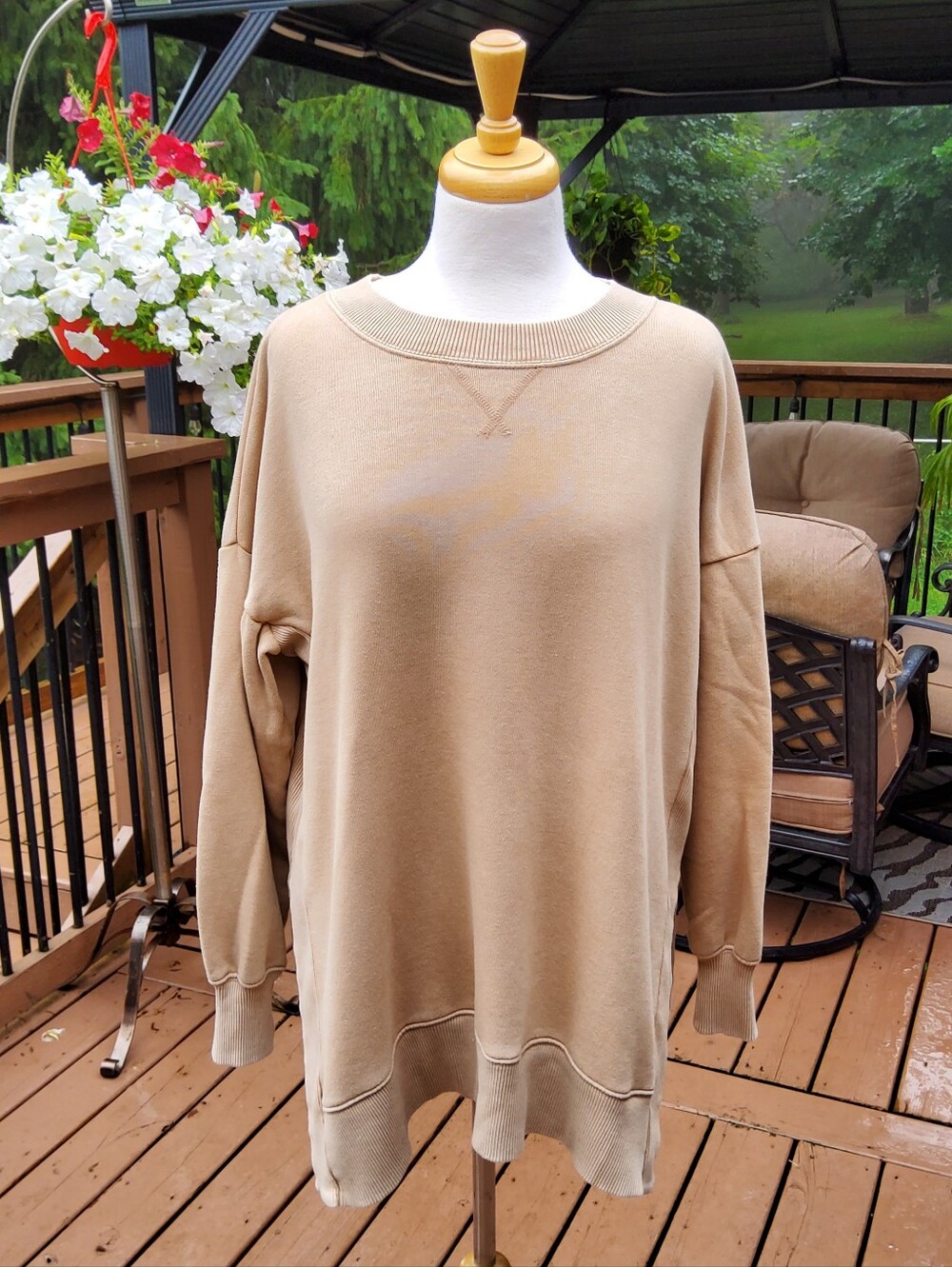 aerie Relaxed Scoopneck Sweater in Tan